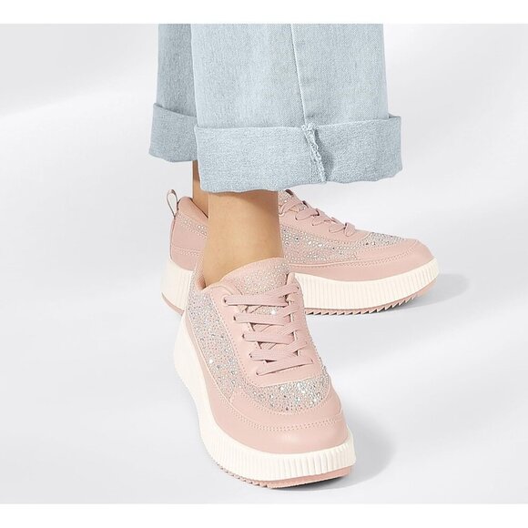 Brand New Women Pink Synthetic Rubber Rhinestone Platform Chunky Walking Shoes - Picture 7 of 9